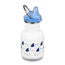 Gourde bouteille en inox - 355 ml - Bouchon Sippy Cap - "Requins" bleu