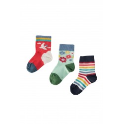 Chaussettes "Little Socks 3 Pack, Abisko Sky/Dala Horse" - coton bio