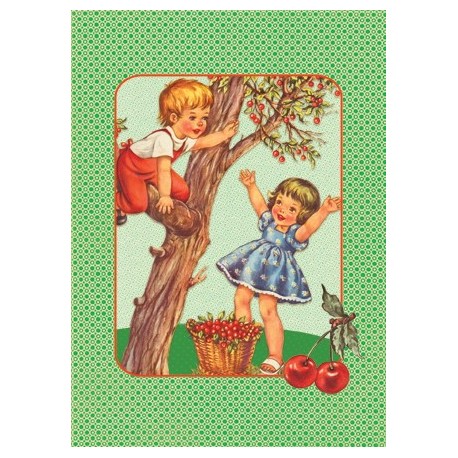 Carte postale "Cueillette de cerises"
