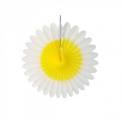 Fleur en papier "Blanc-jaune" diamètre 32 cm