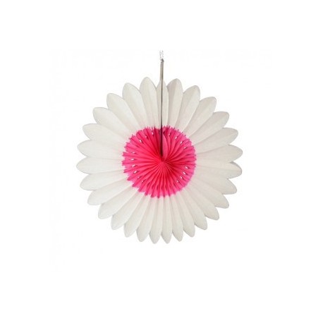 Fleur en papier "Blanc-fuchsia" diamètre 45 cm