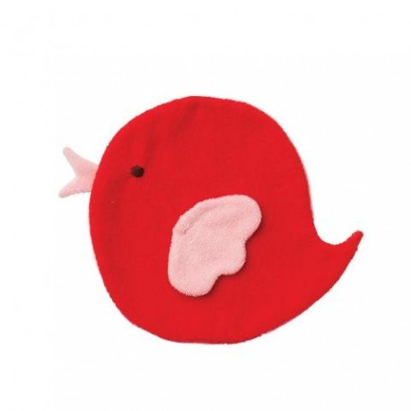 Doudou coussin plat "Bird red / baby pink"