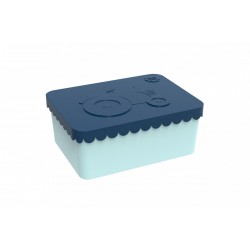 Petite boîte à tartines "Tracteur" - bleu marine / bleu ciel
