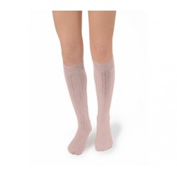 Chaussettes hautes "Vieux Rose" - Made in France