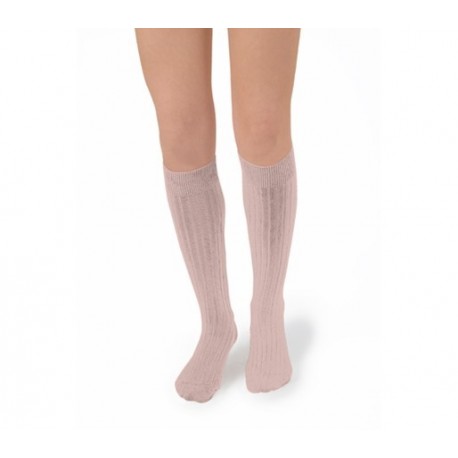 Chaussettes hautes "Vieux Rose" - Made in France