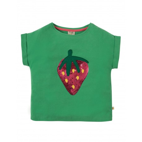 T-shirt enfant "Bella Sequin T-shirt, Field Strawberry" - coton bio