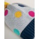 Bonnet "Evie Embroidered Bobble Hat, Grey Marl / Multi Spot" - coton bio