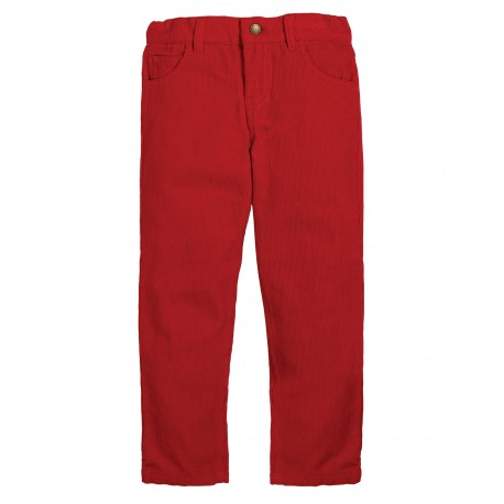 Pantalon velours "Callum Slim Cords, Tango Red" - coton bio