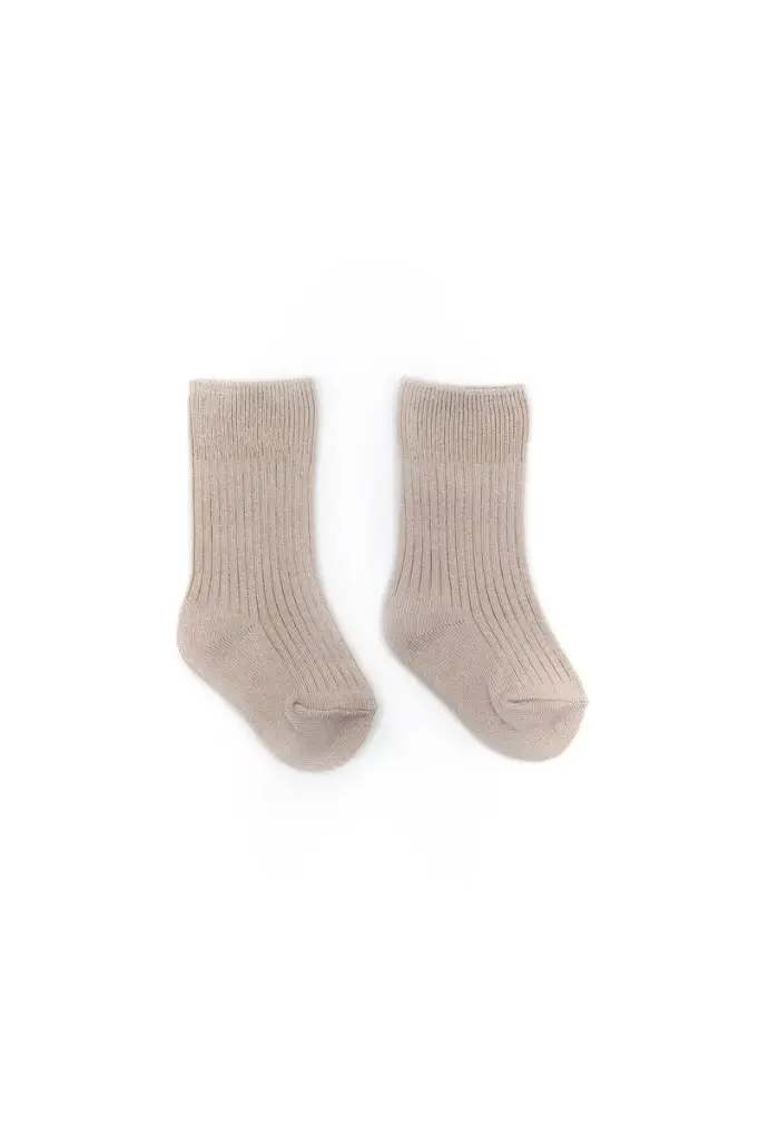 Chaussettes côtelées en bambou taupe 