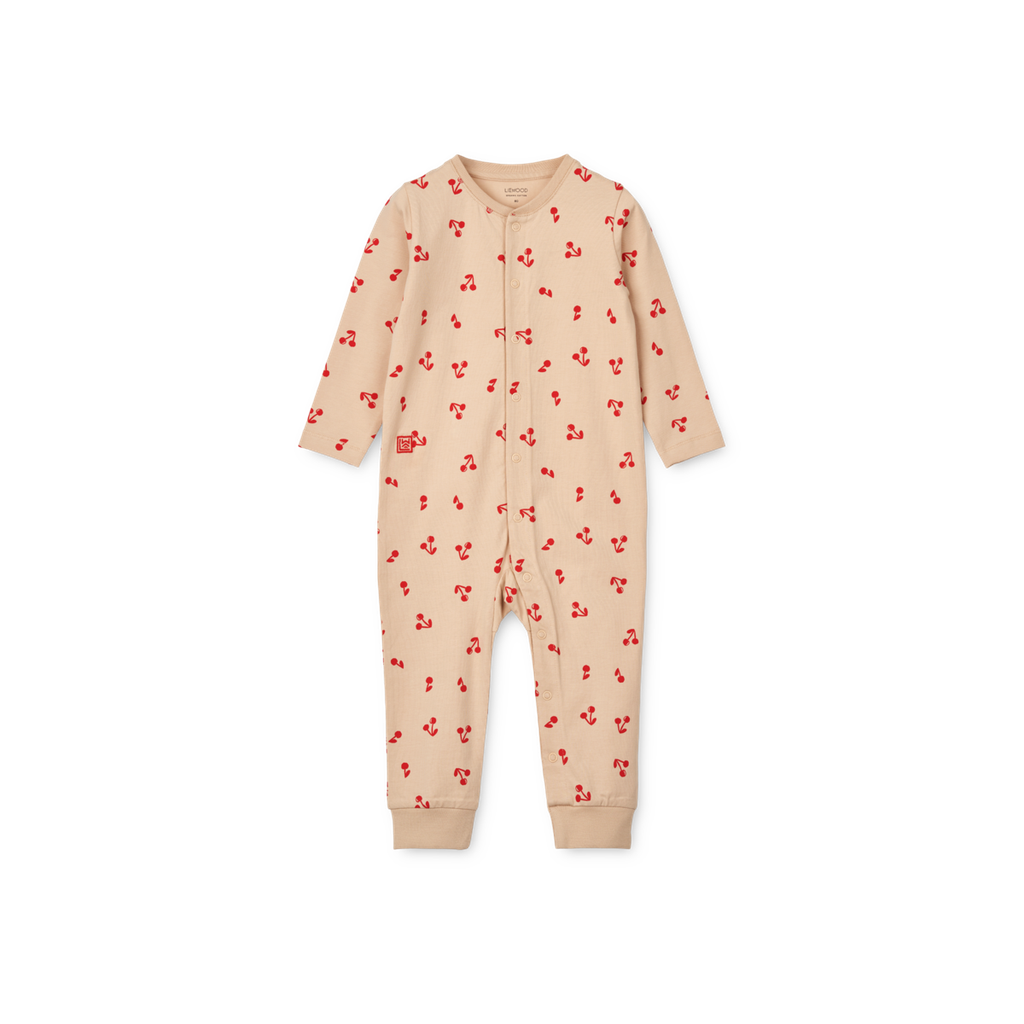 Birk Printed Pyjamas Jumpsuit Cherries Apple blossom - Liewood