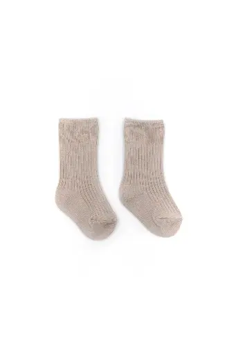 [BAMB] Chaussettes côtelées en bambou taupe 